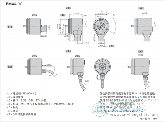 AC58-Interbus標準光電絕對值型編碼器外形及安裝尺寸(同步法蘭S) 德國hengstler(亨士樂)編碼器