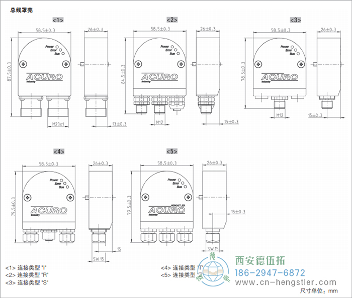 AC58-Profibus標準光電絕對值型編碼器外形及安裝尺寸(總線罩殼) 德國hengstler(亨士樂)編碼器