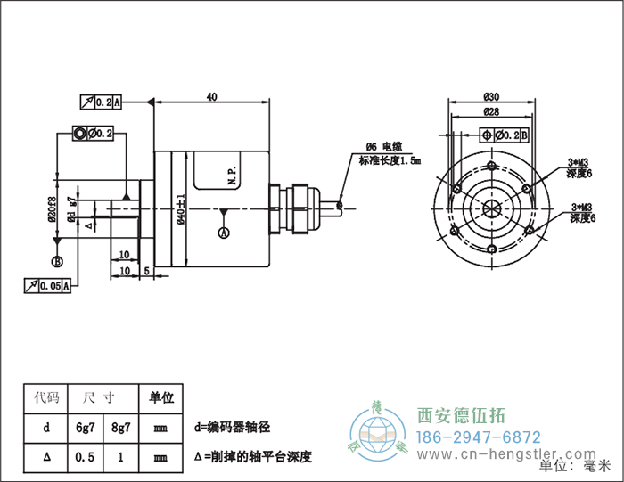 RI41輕載光電增量型編碼器外形及安裝尺寸16-5 德國hengstler(亨士樂)編碼器